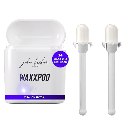 WaxxPod™ USB Ohren - & Nasenhaar Wachs Set – Mini Wachswärmer USB-C Anschluss inkl. vorbereiteten 24 Wachs Stäbchen WaxxStix Nasenwachs für Männer & Frauen - Sicherer Ohren- & Nasenhaarentferner