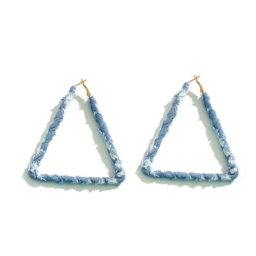 Denim Hoop Earrings Simple Exaggerated Big Circle Round Statement Earrings for Women Large triangle