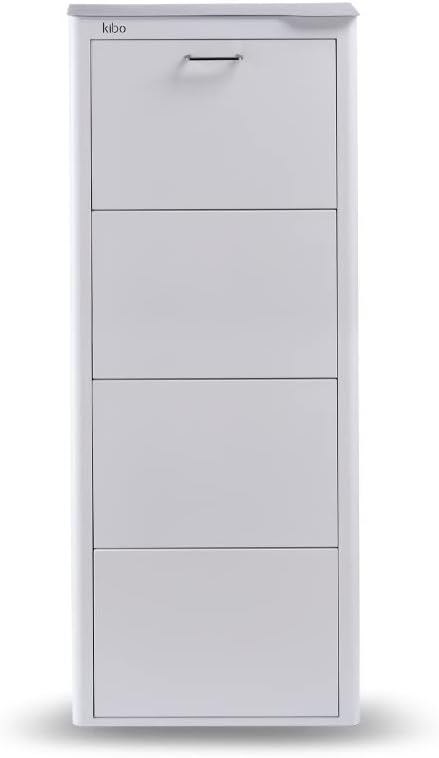 DON HIERRO - 12 Pair Shoe Storage Cabinet, Shoe Organizer, 4 Tilt-Out Compartments - White - KIBO