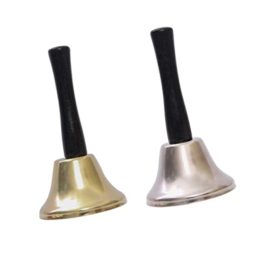 ARTIBETTER 2Pcs Christmas Hand Bell Dinner Party Bell with Ergonomic Handle for Restaurant Call Service and Festive Decorations Silver