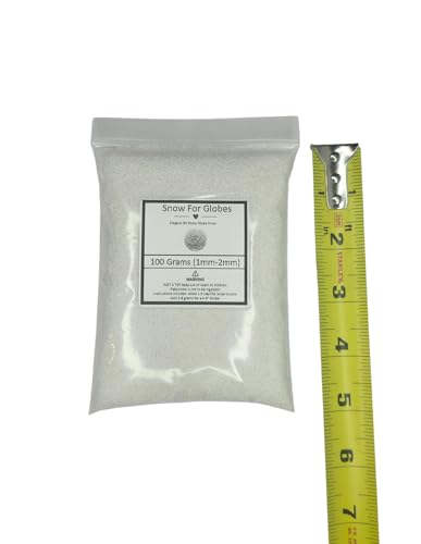 Snow for Snow Globes – DIY Snow Globe Snow & Glitter – Fake Snow Filler – Waterproof Artificial 3D Snowflakes for Crafts & DIY Snow Globe Making – Comes Pre-Cleaned Size (1-2mm) – 100 Gram Bag (4'X5')