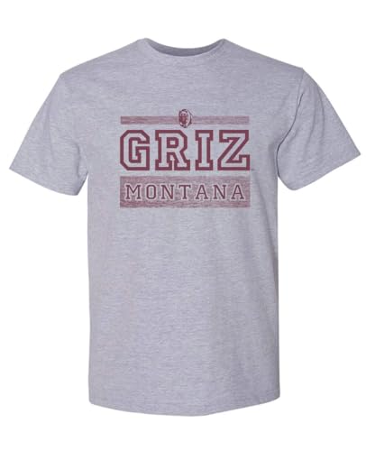 NCAA Officially Licensed Apparel University of Montana Gameday UM Grizzlies Logo Unisex T-Shirt Montana02T Gray Medium