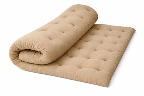 Image of ATOOTFUSION Soft Cotton Quilt | Foldable Light Weight Filled Single Firm Cotton Quilt Mattress| Gadda (Solid Coloured, 2 Sleeping Capacity, 5 x 6 ft or 72 x 60 Inches Queen) (Beige)