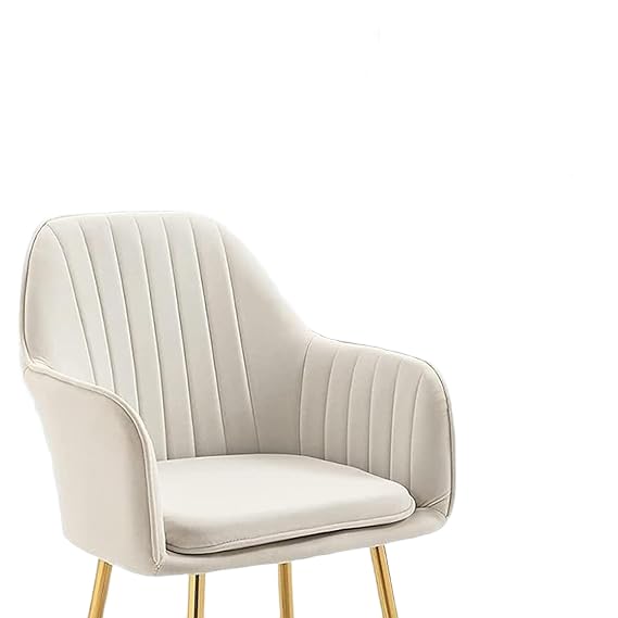 Image of Toxigo Velvet Office and Garden Area Outdoor Chairs | Cushion Seat Chair with Pillows for Modern Contemporary Upholstered with Polished Rosegold Metal Designer Piece | Set of 2 (Off White)