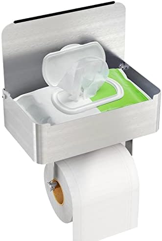 Gypie Toilettenpapierhalter Ohne Bohren 304 Edelstahl Gebürstetes Nickel | Klopapierhalter & Klorollenhalter, WC Papier Halterung mit Feuchttücherbox, Ideal für Kleines Bad, Gäste-