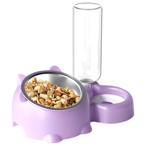 Gamelle pour chat inclinée double avec réservoir d'eau automatique - 2
