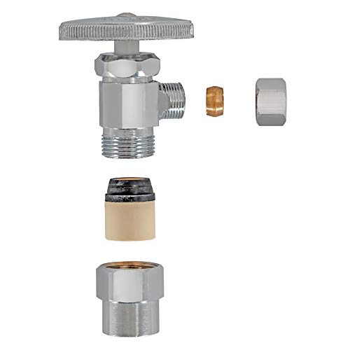 Eastman 1/2 Inch Cpvc X 3/8 Inch Od Compression Multi-Turn Angle Stop Valve, Brass Plumbing Fitting, Chrome, 04345Lf #TOP3
