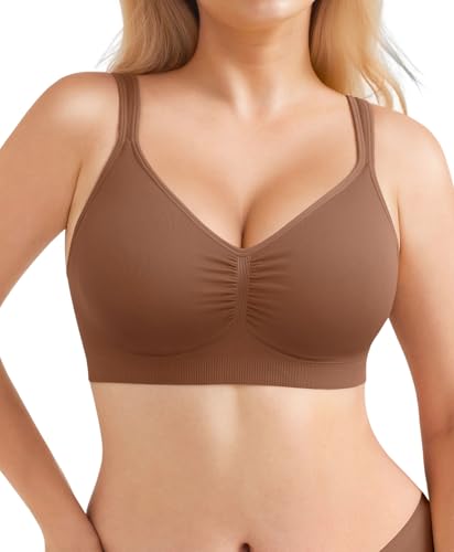 Image of Popilush Wireless Bras for Women Seamless Supportive Bra Full Coverage Comfortable Bralettes with Wide Strap