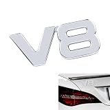 Hbxdeco V8 Car Emblem, 3D Metal Badge Decal for Cars Trunk, Automotive Rear Tailgate Emblem Sticker, Vehicle Letter Logo Badge Replacement, Universal Exterior Decoration Car Accessories (V8)