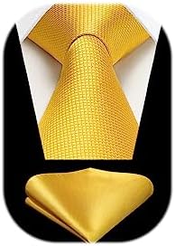 HISDERN Check Wedding Plaid Tie Handkerchief Men's Necktie Pocket Square Set For Formal Business