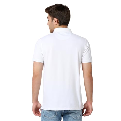 Image of Spykar Men's Slim Fit Polo Neck Half Sleeve Solid Casual T-Shirt