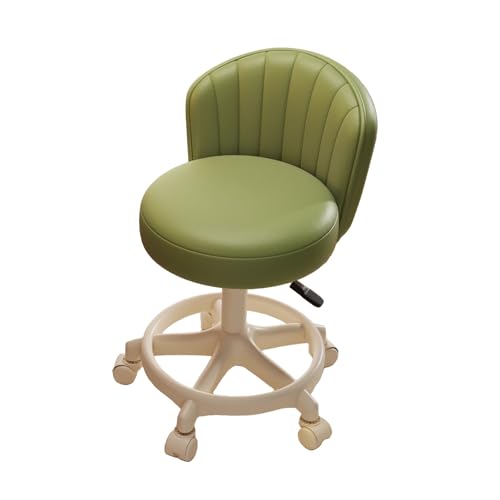 Tabouret de coiffure vert réglable et roulant pour salon et bureau - 2