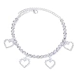 STONEFANS Rhinestone Heart Anklets Bracelet Crystal Beach Love Ankle Bracelet Pendant Nightclub Adju