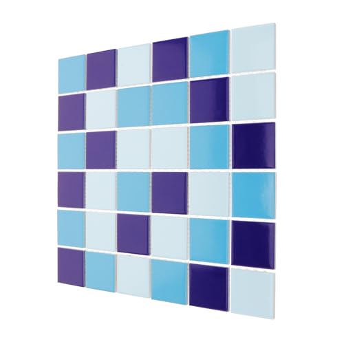 HOODANCOS Azulejos Cerámicos Cuadrados Azules para Piscinas y Salpicaderos Acabado Esmaltado Brillante Tonos Azul Claro y Oscuro Tamaño 48 CM Ideales para Baños Spas y Áreas Acuáticas