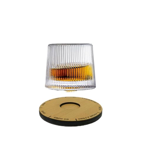Image of Spinny Whiskey Glasses Set | Rotatable Heavy Base Tumbler Crystal Glass Cups, Glasses with Creative Coasters | Perfect for Scotch, Bourbon, Juice, Water, Cocktails (150 ml Glass with Game Coaster)