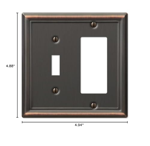 Image of Amerelle 149TRDB Chelsea Wallplate, 1 Toggle / 1 Rocker, Steel, Aged Bronze, 1-Pack