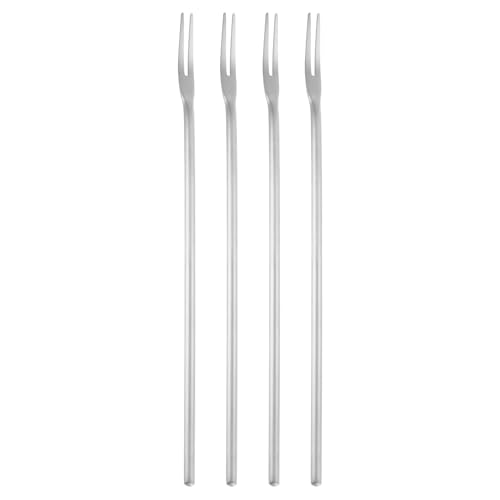 Sourcing Map 4-Piece Olive Fork Set, 8.6 Inch Long Handle, Stainless Steel Cocktail Forks for Dessert, Fruit and Vegetable