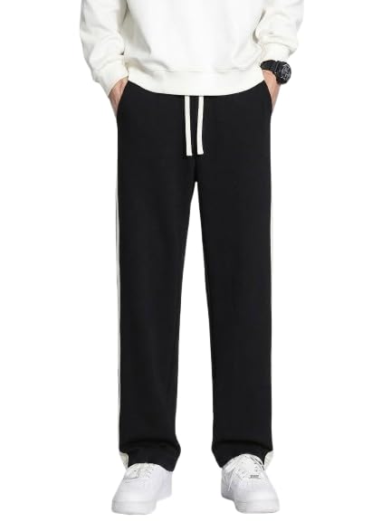 Men's Track Pants | Oversized Cotton Blend Track with Elastic Waistband, 2 Side Pockets & Two Zipper Pocket | Relaxed Fit Streetwear, Gym & Casual Wear (in, Alpha, Regular, Black)-picture-45