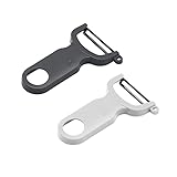 Kuhn Rikon Potato Peelers (Set of 2) with Carbon Steel Blade. Vegetable Peeler. Light Speed Peeler. Grey and White. 3 Year Kuhn Rikon Guarantee