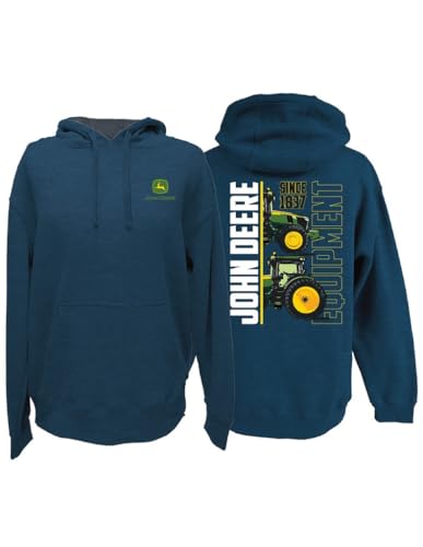 John Deere Blue Tractor Equipment Hoodie Sweatshirt Sizes S M L XL 2X 3X