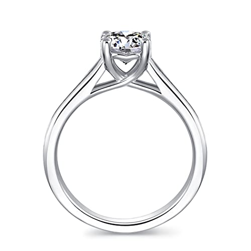 Petite Pavé 1ct Round Brilliant Cut Solitaire Moissanite Engagement Ring Silver Moissanite Engagement Rings for Women D Color VVS Moissanite Ring3