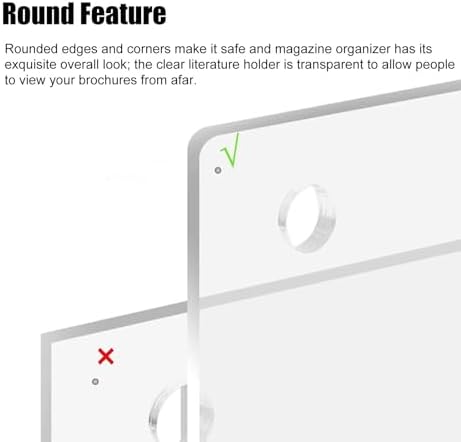 Adjustable Wall-Mount Acrylic Brochure Holder, Stylish Hanging Magazine Rack for Home Office & Waiting Room Display, Organize Flyers & Pamphlets Efficiently