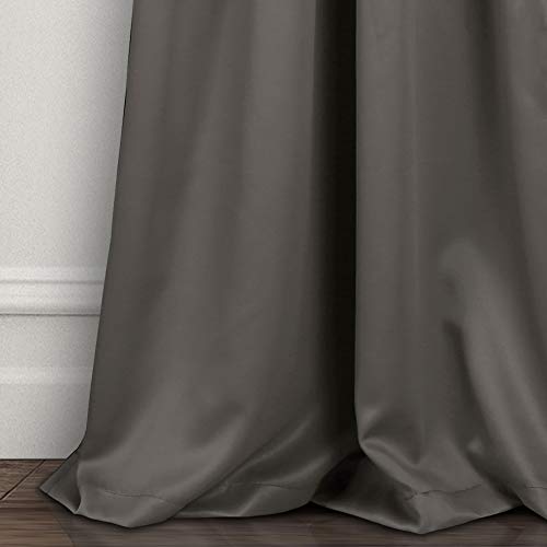 Lush Decor, Dark Gray Curtains-Grommet Panel with with Insulated Blackout Lining, Room Darkening Window Set (Pair), 120" L - Image 4