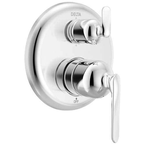Delta Bonacci Single-Function Shower Handle Trim Kit with 6-Way Integrated Diverter Chrome Shower System Valve with Diverter Lumicoat Chrome T24945-PR (Valve Not Included)