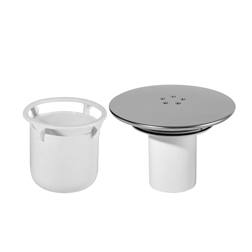 KOOBON Duschabfluss Abdeckung, 90 mm/115 mm Abflussdeckel Dusche, für Viega Tempople Ablaufgarnitur, Chrom Finish Duschablauf Deckel, mit Geruchsstop Eimer, mit Haarfänger für Duschabfluss