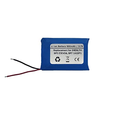 3.7V/500mAh Replacement Battery for IHEALTH BP5 E5E45A, BP7 141DF1, IHEALTH PL052535