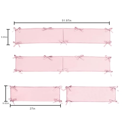 Baby Padded Cushioned Liners Crib Anticollision Pads, 4 Insides Breathable Cushioned Pads for Boys Girls (YY-Pink)