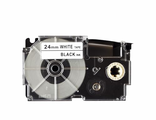 Image of LIVYU LIFE 24mm Label Printer Tape Compatible Label Tape Replacement for Casio KL-120, KL-60, KL-820, KL-7400, KL-G2, KL-HD1 Ez Label Maker, (Black Ink on White Tape -24 mm x 8m-1 Pcs), 1 Label