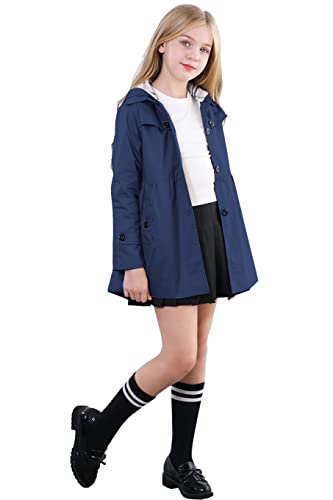 Image of Betusline Girls 2 Packs Trench Coat Hooded Lightweight Single Breasted Dress Outerwear Jacket,2-14 Years