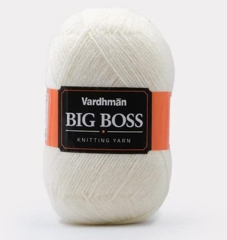 Image of NTGS Vardhman Big boss Wool Hand Knitting Soft Fingering Hank Yarn (1 Ball 200 gram Each) (Off White Shade no-15, 400 Gram)