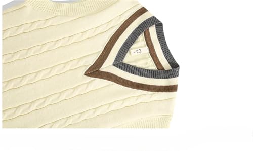 Men's Winter Retro College Style Color Block V-Neck Sleeveless Knitted Versatile Sweater Vests2