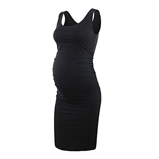 K-youth Vestidos Embarazada Ropa Premama Vestido para Mujeres Embarazadas Vestidos Premama Verano Sin Manga Vestidos De Maternidad para Fiesta Vestidos Playa Mujer Atrezzo Fotografia (Negro, XXL)