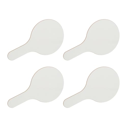 TOKIDNY 4pcs Double-Sided Wooden Erasable Whiteboards Handheld Answer Paddles with Safe Rounded Edges for Classroom Use