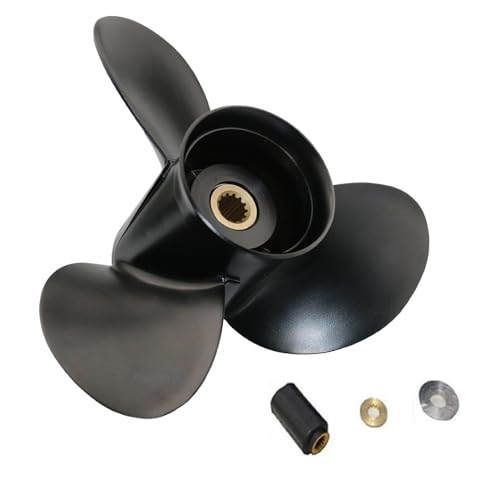 MARKGOO Propeller 765183 for OMC Johnson Evinrude V4 Outboard 40-140 HP Boat Motor Engine Parts 3 Blade Aluminum Prop 13.25X17 Pitch RH 13 Spline Tooth with Hub Kit 0765183