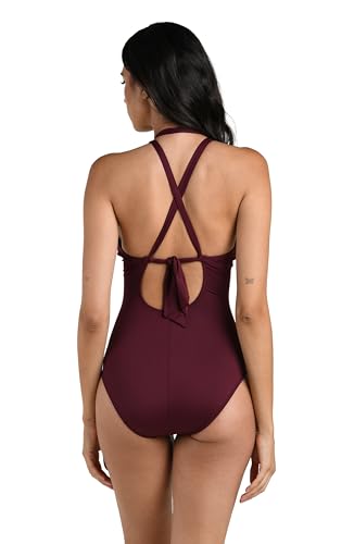 La Blanca Women's One Piece Swimsuit High Neck Keyhole Island Goddess4