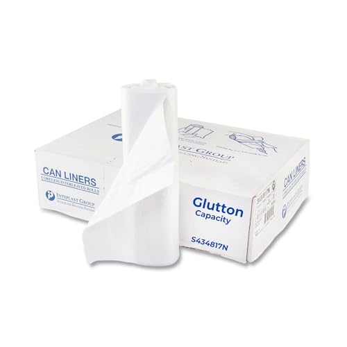 Image of Inteplast Group S434817N 48 inch Length x 43 inch Width x 17 Mic Thickness, Clear Color, HDPE Commercial Coreless Institutional Trash Can Liner (Case of 8 Roll, 25 Bags per Roll)
