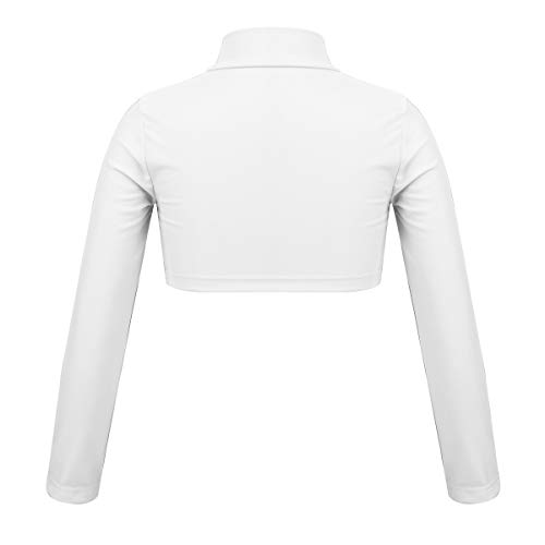 YiZYiF Kids Girls Basics Sportswear Athletic Long Sleeve Stretch Short Mock Neck T-Shirt Crop Top2