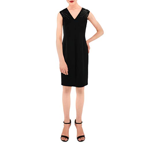 Calvin Klein Sleeveless Embellished Shoulder Sheath Dress Black 12