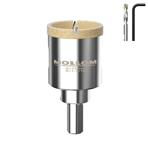 Image of MOLLOM 1-5 /16 inch (33mm) Diamond Hole Saw with 2 Pilot Drill Bit