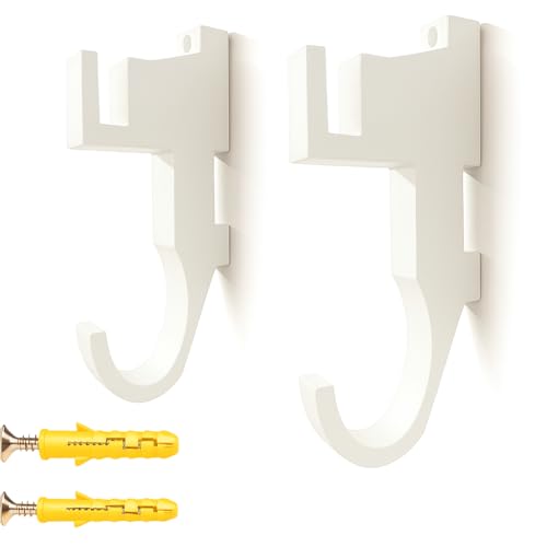Image of Double Rack Katana holder Wall Mount | Traditional Japanese Style | Dual Slots for Sword & Saya for Samurai, Anime & Decorative Swords | Easy Installation | Bioplastic | White (White)