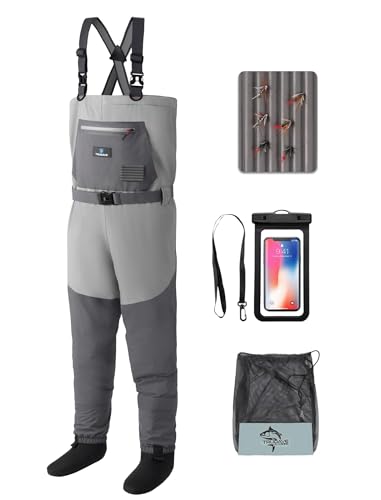 Trudave Fishing Waders, Waterproof Chest Waders for Men & Women, Lightweight Fly Fishing Stockingfoot Waders for Hunting