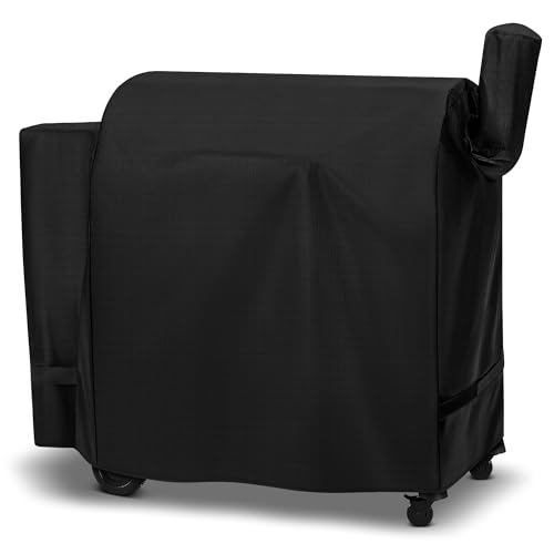Unicook Pellet Grill Cover Compatible for Traeger Pro 34 Series, Texas, Pit Boss 820, Grilla Silverbac Grills, Unique Waterproof Vinyl with Polyester Lining, Outdoor Full Length Smoker Cover