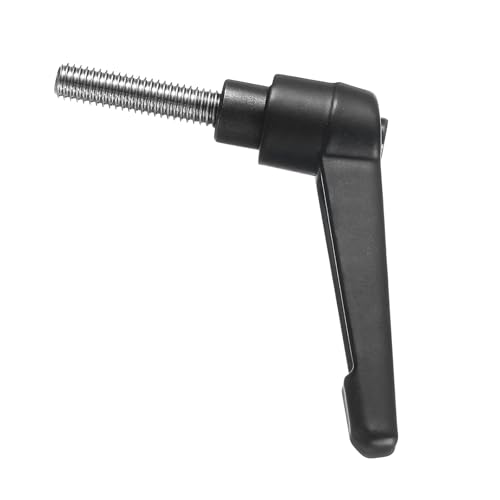 Image of uxcell Adjustable Clamping Lever Handle M6 x 25mm Metric 304 Stainless Steel Male Threaded Stud Hand Knobs Push Button Ratchet Rotating Screw Handles Bolts with Locking Lever Black