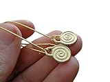 pendiente espiral oreja  ✿ PEQUEÑA ESPIRAL DE MÉXICO MAYA EN COLORES DE ORO ✿ pendientes largos en oro, ganchos largos, pendientes en espiral