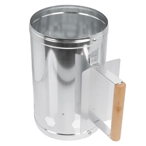 Lurrose Ciminiera Accendifuoco Carbonella Barbecue Grande con Aria per Accensione Rapida e Manico Legno Protettivo per BBQ Esterno