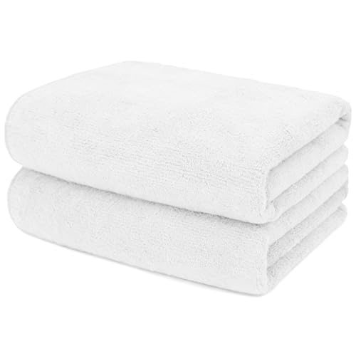 Image of UNIMADE 2 Pack Hand Towels Set - Highly Absorbent and Quick Drying Microfiber Gym Towels, Premium Wash Cloths for Bathroom, Salon, Gym, Shower, Hotel, and Spa - 16x27 inch (White)